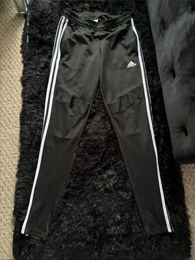 adidas Black Jogger Pants with White Side Stripes
